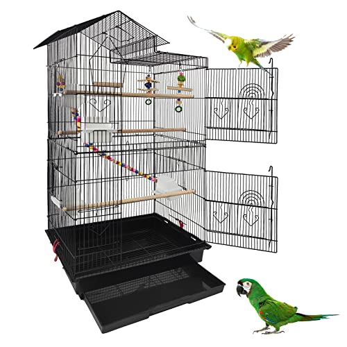 Yznahre Vogelkäfig Vogelvoliere Wellensittich Käfig mit Vogel-Futternapf und Sitzstangen,...