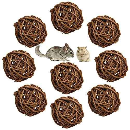 9 Stück Natur Weidenball Spielzeug für Kleintiere, Kaninchen Spielzeug Meerschweinchen Kaubälle Vogel...