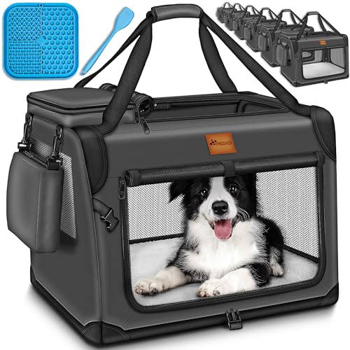 TRESKO® Hundebox faltbar inkl. Leckmatte und Spatel S 50x34x34cm | Transportbox für Hunde und Katzen |...