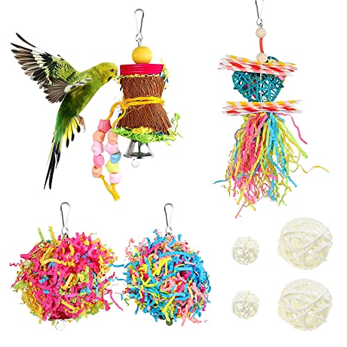 Allazone 8 Stück Vogel Kauspielzeug, Kauspielzeug für Kleine Papageien, Vogelspielzeug für Papageien,...