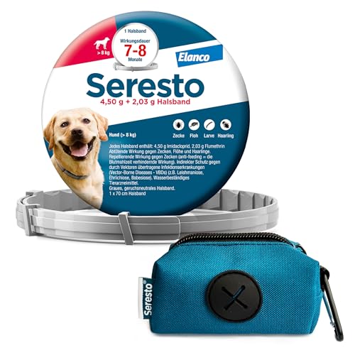 Elanco Seresto Promo-Set: Zecken- und Flohschutz für große Hunde ab 8 kg mit Kotbeutelspender, Halsband...
