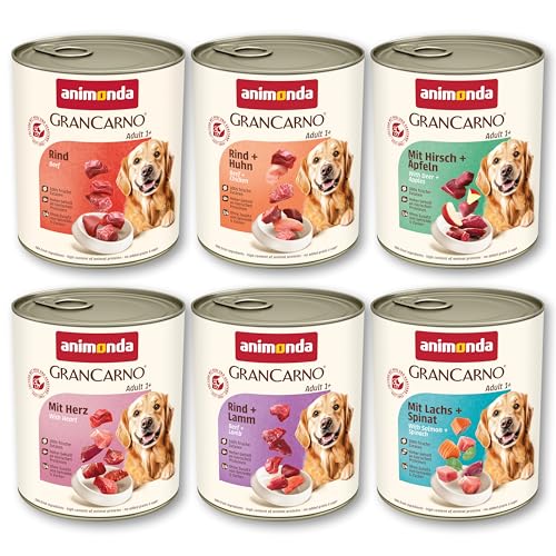 animonda GranCarno Adult Herzhafte Variation (6 x 800 g), Hunde Nassfutter für ausgewachsene Tiere,...