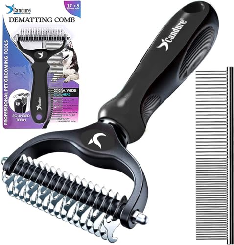 Candure Haustierfreundliche Hundebürste für Haarausfall & Effektive Haarentfernung 17+9 Doppelseitiger...