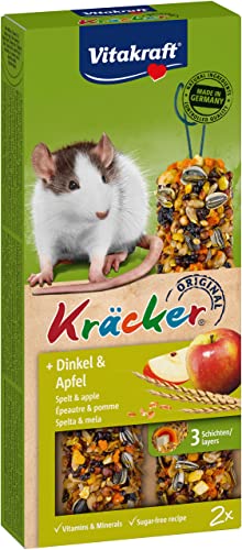Vitakraft Kräcker, Nagersnack für Ratten, mit Dinkel und Apfel, mit Vitaminen und Mineralien (1x 2...