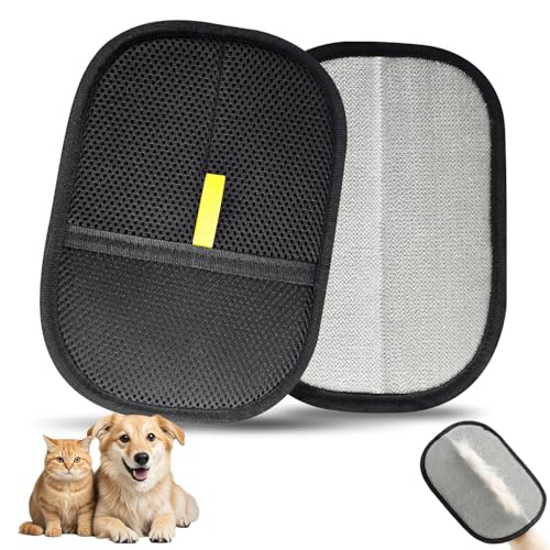 2 Stück Fellmagnet Handschuhe, Wiederverwendbar, Tierhaarentfernungshandschuh für Katzen & Hunde,...