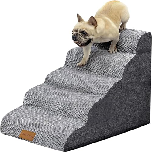 Trhillsbrad Breiter Hundetreppe 5 Stufen 62cm hoch für Kleine Hunde, Hochdichtem Schaumstoff...