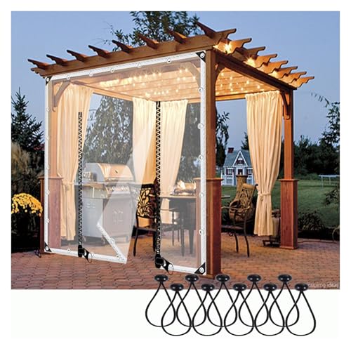 KANMR wasserdichte Transparente PVC Plane, Reißfest Wetterfeste Plane 0.35mm Dick Multifunktionale PVC...