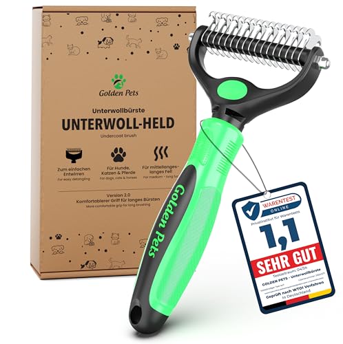 TESTNOTE: SEHR GUT - Unterwollbürste & Unterfellbürste I Hundebürste & Katzenbürste für langhaar I...