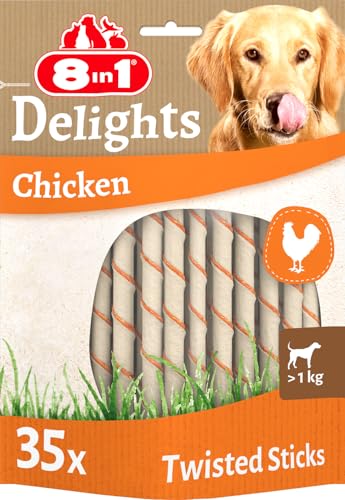 8in1 Delights Chicken Twisted Sticks - gesunde Kaustangen für Hunde, hochwertiges Hähnchenfleisch...