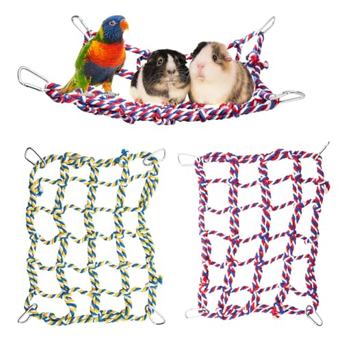 2er Pack Buntes Vogel-Seilnetz, Ratten-Kletterseilnetz, Hängende Haustier-Hängematte,...