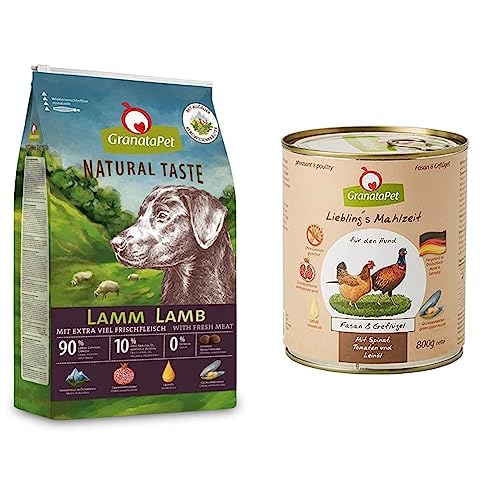 GranataPet Natural Taste Lamm & Liebling's Mahlzeit Fasan & Geflügel, Nassfutter für Hunde, Hundefutter...