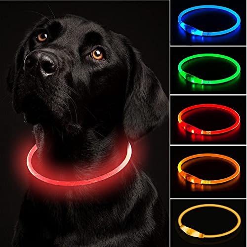 Hundehalsband Leuchtend，Leuchthalsband Hund Aufladbar LED Leuchthalsband für Hunde...