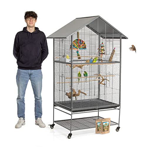 Wagner Cages ® | Vogelvoliere mit Spitzdach Vogelkäfig - die Voliere für Finken, Wellensittiche,...