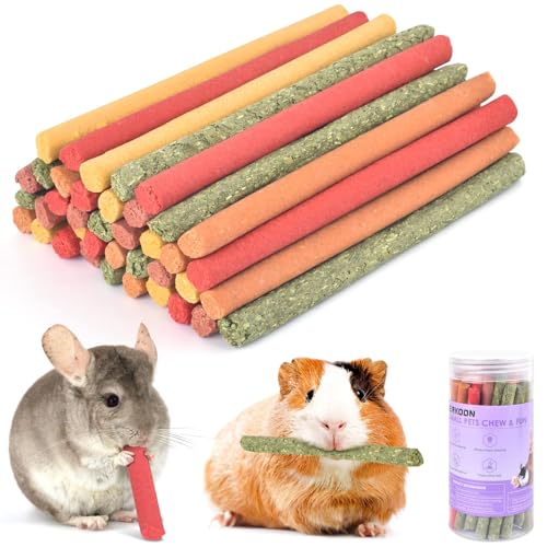ERKOON Kaninchen Spielzeug, Timothy Heu Sticks Karotten Rosengraskuchen Zahnpflege Molar, Chinchillas...