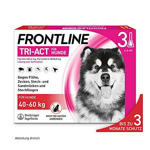 FRONTLINE TRI-ACT Hund XL gegen Zecken, Flöhe & Mücken (große Hunde 40 bis 60 kg) - 3X Pipetten für...