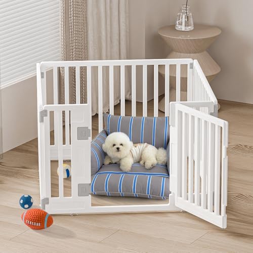 Gupamiga Welpenlaufstall, Hundelaufstall faltbar mit Tür, welpenauslauf für Wohnung, Fest und Glatt,...