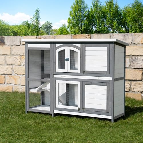 Miweba MyAnimal Hasenstall MH-02 | 140x48x108 cm - Kaninchenstall - Hasenkäfig - Kleintierkäfig - Holz...