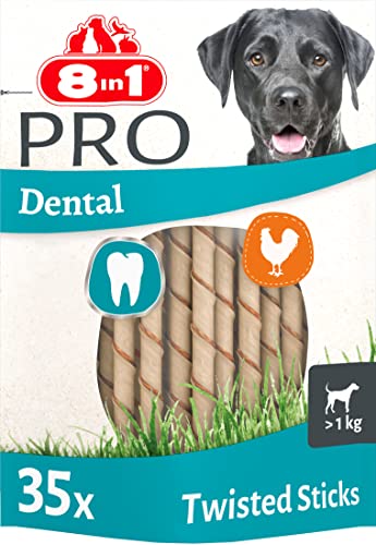 8in1 Pro Dental Twisted Sticks - gesunde Kaustangen für Hunde zur Zahnpflege, 35 Stück
