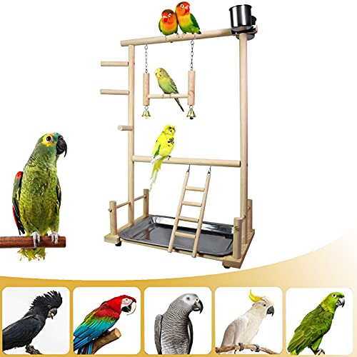 CHSEEO Papagei Spielplatz für Vögel, Bird Playground Kauspielzeug Con Holzleiter, Vogelschaukel,...