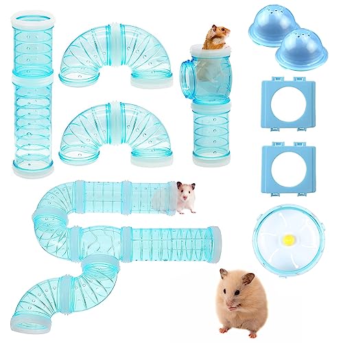 IBEQUEM 2 Hamster Röhren Set, Transparenter DIY Kreative Hamsterkäfig-Zubehör und Hamster Laufrad für...