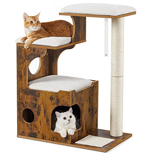 Feandrea Kratzbaum, 86 cm hoher Katzenbaum, Spanplatten-Katzenkratzbaum, mit Höhle, Liegeflächen,...