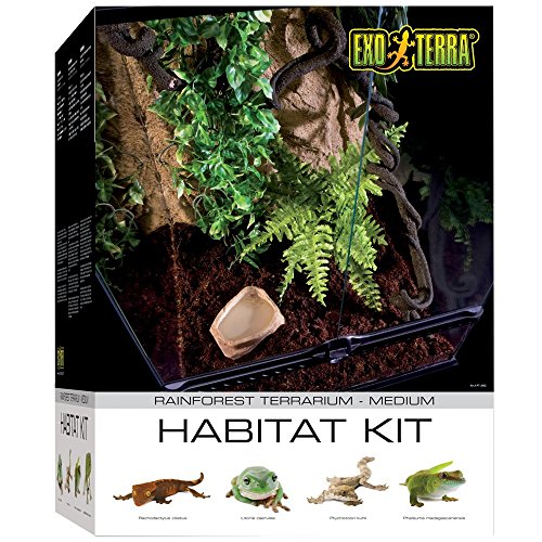 Exo Terra Rainforest Habitat Kit, Terrarien Starter Set Regenwald, inkl. Abdeckung, Thermometer,...