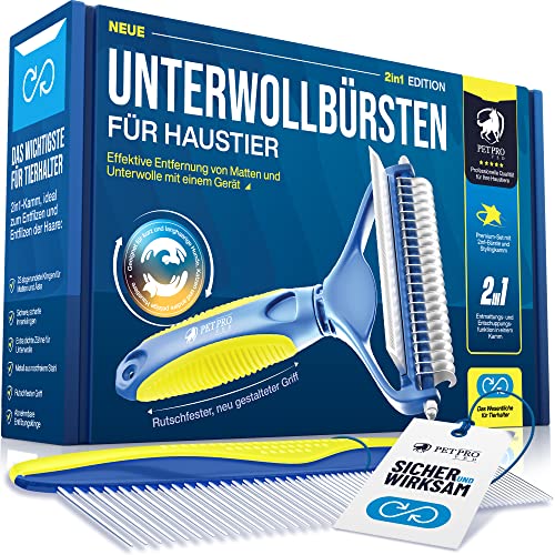 PetProved Hundebürste Unterwolle 2in1 Langhaar Hundebürste Kurzhaar Katze Unterfellbürste Hunde...