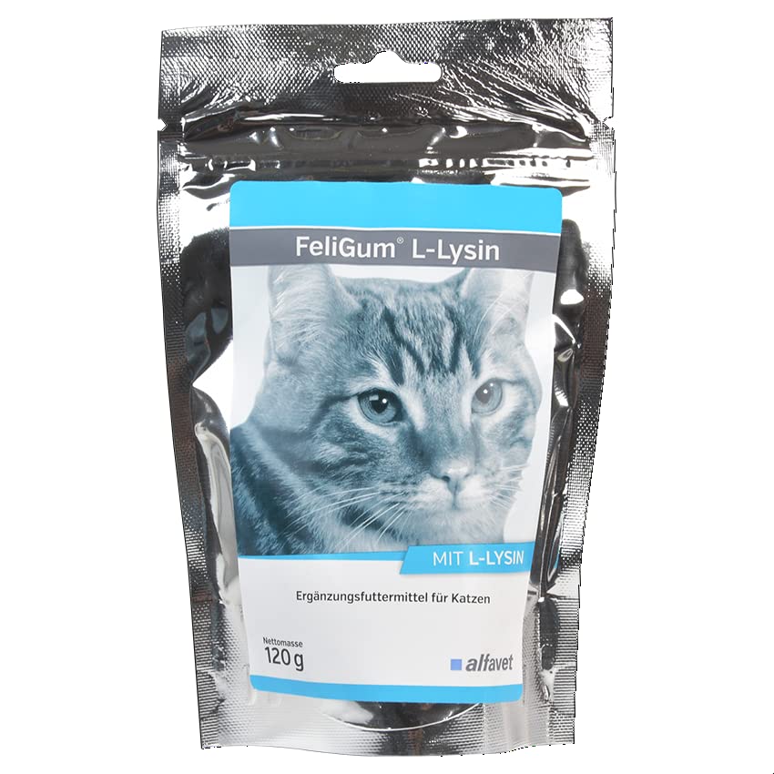 Alfavet FeliGum L-Lysin bei Katzenschnupfen, Ergänzungsfuttermittel für Katzen, 120 g Beutel, ca 60...