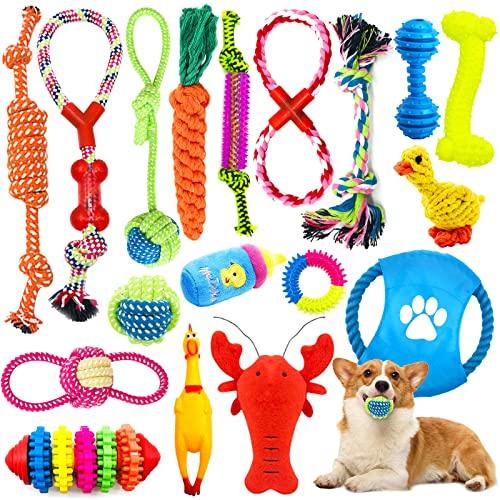 JOYBOY Hundespielzeug,18 Stück Welpenspielzeug,Natürlicher Baumwolle,Interaktive Hunde Kauspielzeuge...