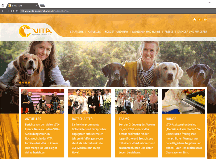 "Tierisch engagiert" - Spendenprojekte für Tiere und Menschen in Not 6 Ausbildung zu zertifizierten VITA Assistenzhunden VITA e.V von www.vita-assistenzhunde.de