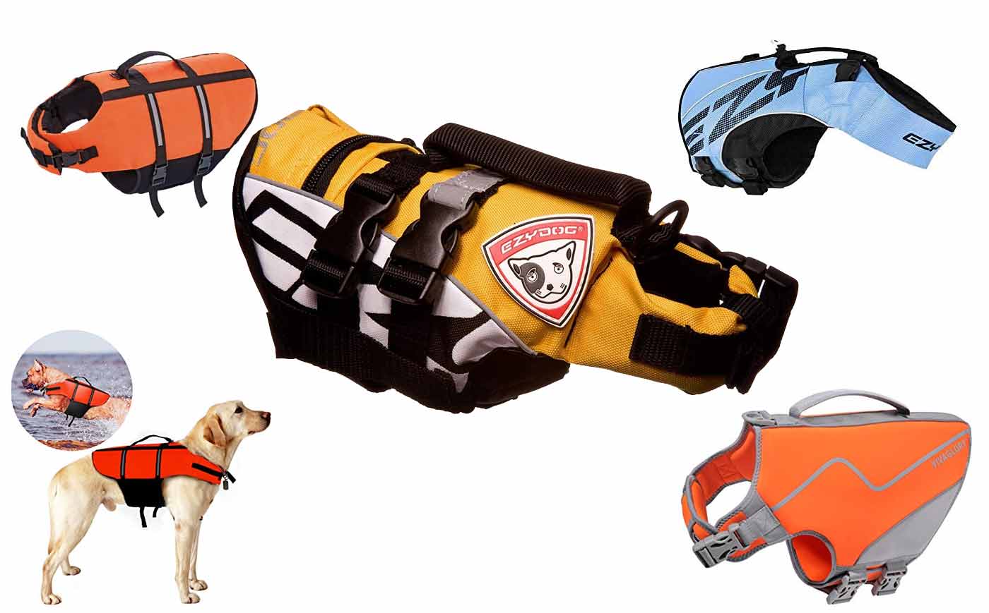 Egurs Hundeschwimmweste mit Reflexstreifen Schwimmjacke Schwimmweste Schwimmhilfe für Hund,Orange